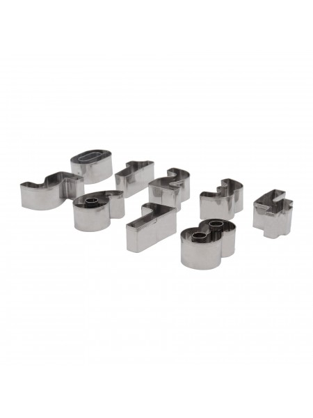 Набор вырубок форм для приготовления пряников и печенья, Цифры, 4,5 см, 9 штук, нержавеющая сталь, Paderno. (47302-10)