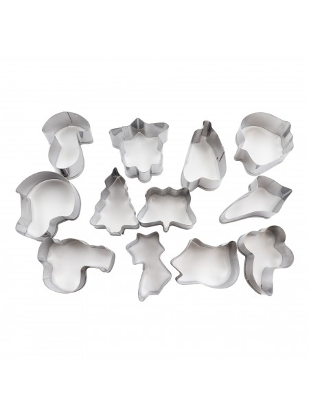 Набор вырубок форм для приготовления пряников и печенья, Фигуры, 3.5-4.5 см, 12 штук нержавеющая сталь, Paderno. (47305-12)