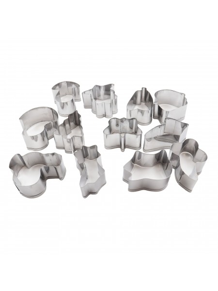 Набор вырубок форм для приготовления пряников и печенья, Фигуры, 3.5-4.5 см, 12 штук нержавеющая сталь, Paderno. (47305-12)