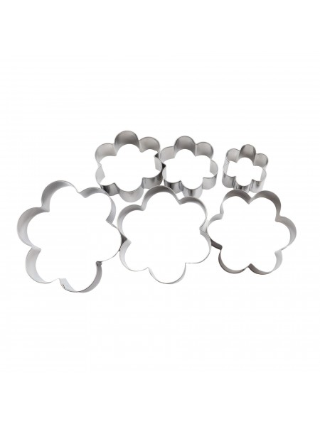 Набор вырубок форм для приготовления пряников и печенья, Цветок, 4-9.5 см, 6 штук, нержавеющая сталь, Paderno. (47306-10)