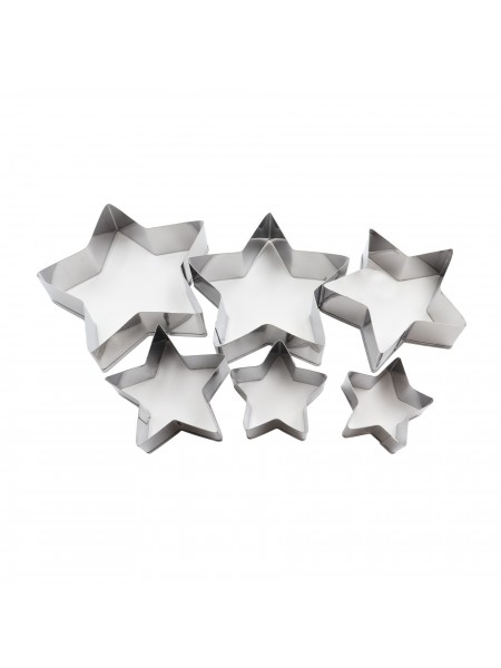 Набор вырубок форм для приготовления пряников и печенья, Звезда, 3.5-9 см, 6 штук, нержавеющая сталь, Paderno. (47310-10)