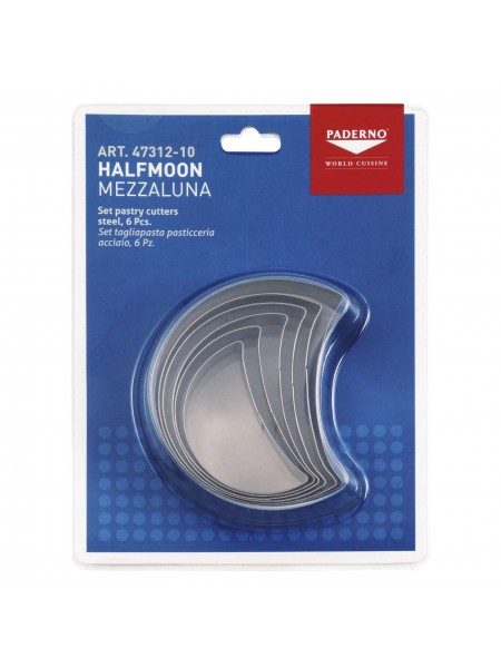 Набор вырубок форм для приготовления пряников и печенья, Месяц, 6-9.5 см, 6 штук, нержавеющая сталь, Paderno. (47312-10)