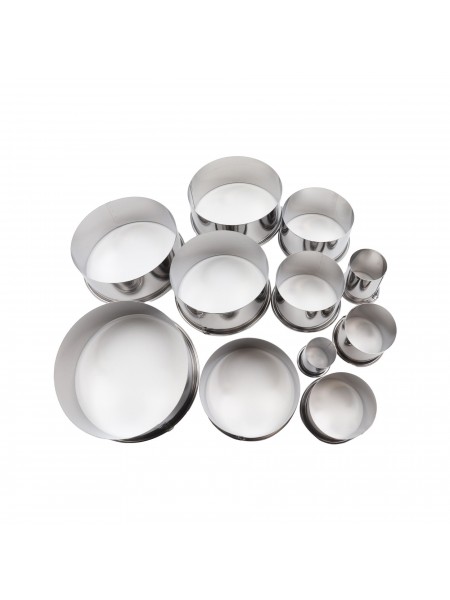 Набор вырубок форм для приготовления пряников, Круг, 2-9 см, 11 штук, нержавеющая сталь, Paderno. (47316-10)