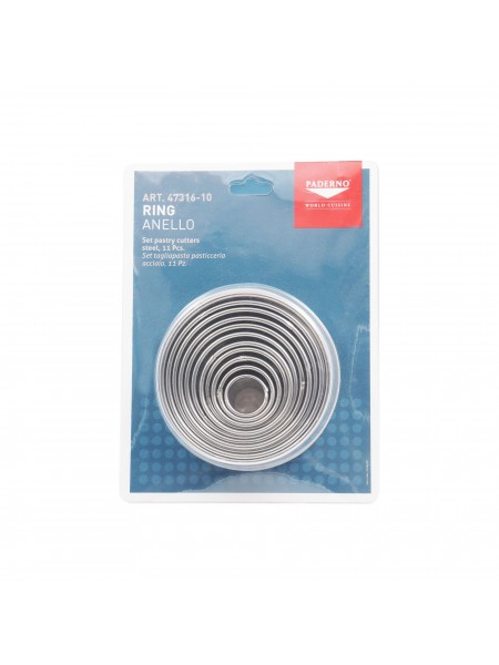 Набор вырубок форм для приготовления пряников, Круг, 2-9 см, 11 штук, нержавеющая сталь, Paderno. (47316-10)