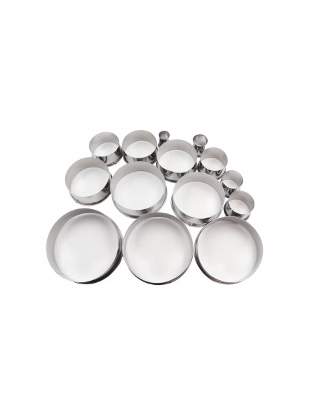 Набор вырубок форм для приготовления пряников и печенья, Круг, 2-11.5 см, 14 штук, нержавеющая сталь, Paderno. (47316-12)