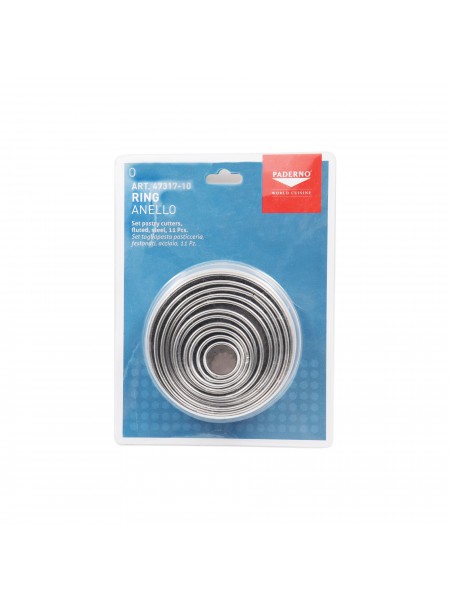 Набор вырубок форм для приготовления пряников и печенья, Круг с волнистым краем, 2-8.5 см, 10 штук, нержавеющая сталь, Paderno. (47317-10)