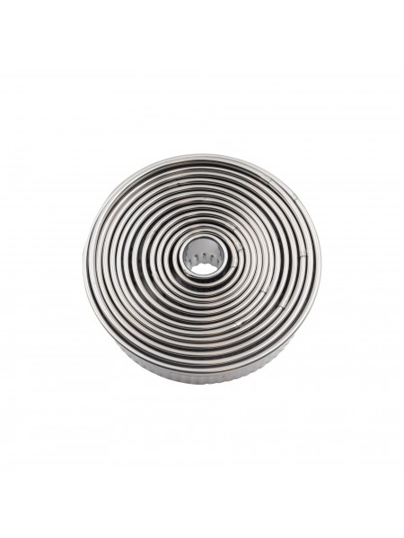 Набор вырубок форм для приготовления пряников и печенья, Круг с волнистым краем, 2-11 см, 14 штук, нержавеющая сталь, Paderno. (47317-12)