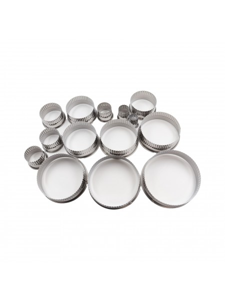 Набор вырубок форм для приготовления пряников и печенья, Круг с волнистым краем, 2-11 см, 14 штук, нержавеющая сталь, Paderno. (47317-12)