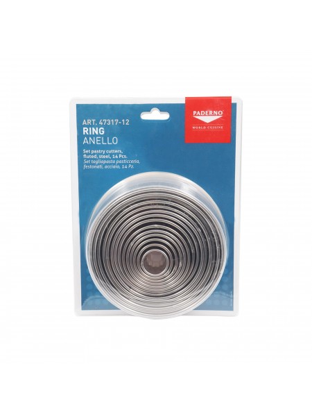 Набор вырубок форм для приготовления пряников и печенья, Круг с волнистым краем, 2-11 см, 14 штук, нержавеющая сталь, Paderno. (47317-12)