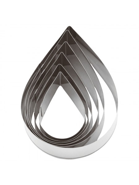 Набор вырубок форм для приготовления пряников и печенья, Капля, 5-9,5 см, 6 штук, нержавеющая сталь, Paderno. (47321-12)