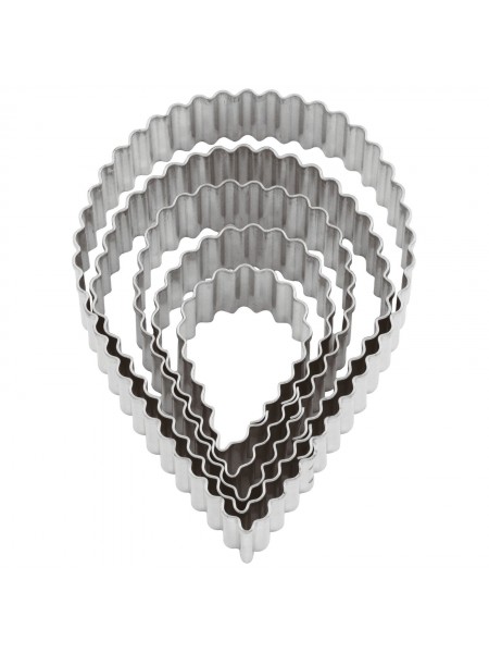 Набор вырубок форм для приготовления пряников и печенья, Капля с волнистым краем, 4-11 см, 5 штук, нержавеющая сталь, Paderno. (47322-12)