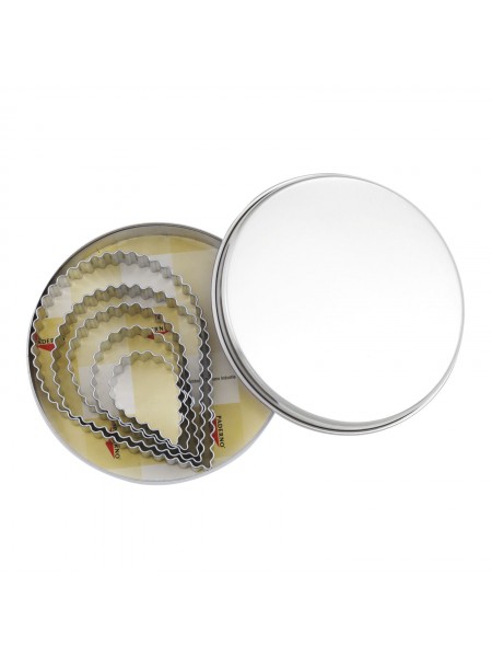 Набор вырубок форм для приготовления пряников и печенья, Капля с волнистым краем, 4-11 см, 5 штук, нержавеющая сталь, Paderno. (47322-12)