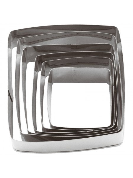 Набор вырубок форм для приготовления пряников и печенья, Квадрат, 3,5-7 см, 6 штук, нержавеющая сталь, Paderno. (47323-12)