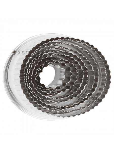 Набор вырубок форм для приготовления пряников и печенья, Овал с волнистым краем, 2,5-8,5 см, 9 штук, нержавеющая сталь, Paderno. (47325-10)