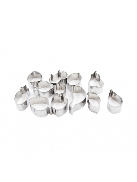 Набор вырубок форм для приготовления пряников и печенья, Фрукты, 3-5 см, 12 штук нержавеющая сталь, Paderno. (47327-12)