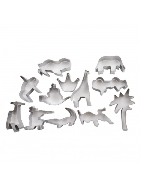 Набор вырубок форм для приготовления пряников и печенья, Животные, 4-6 см, 12 штук, нержавеющая сталь, Paderno. (47328-15)