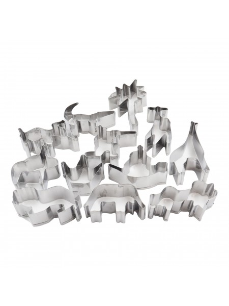 Набор вырубок форм для приготовления пряников и печенья, Животные, 4-6 см, 12 штук, нержавеющая сталь, Paderno. (47328-15)