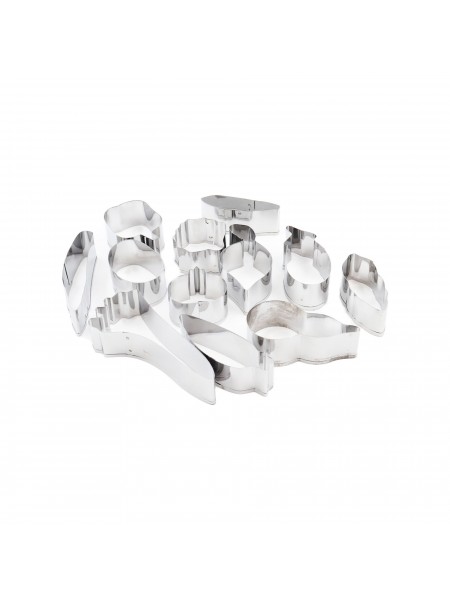 Набор вырубок форм для приготовления пряников и печенья, Овощи, 3-6 см, 12 штук, нержавеющая сталь, Paderno. (47332-12)