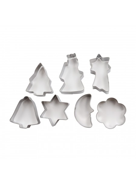 Набор вырубок форм для приготовления пряников и печенья, Рождество, 4.5-7 см, 7 штук, нержавеющая сталь, Paderno. (47333-15)