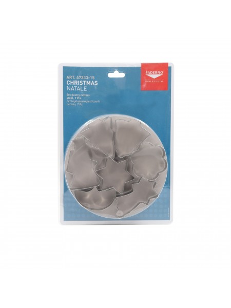 Набор вырубок форм для приготовления пряников и печенья, Рождество, 4.5-7 см, 7 штук, нержавеющая сталь, Paderno. (47333-15)