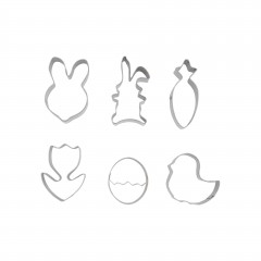 Набор вырубок форм для приготовления пряников и печенья, Пасха, 4-6 см, 6 штук, нержавеющая сталь, Paderno. (47334-12)