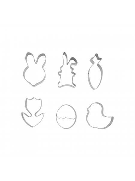 Набор вырубок форм для приготовления пряников и печенья, Пасха, 4-6 см, 6 штук, нержавеющая сталь, Paderno. (47334-12)