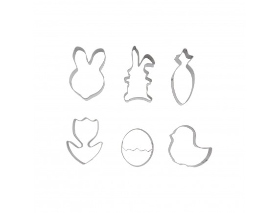 Набор вырубок форм для приготовления пряников и печенья, Пасха, 4-6 см, 6 штук, нержавеющая сталь, Paderno. (47334-12)