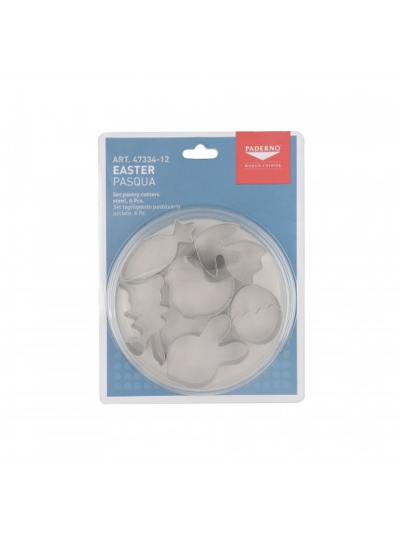 Набор вырубок форм для приготовления пряников и печенья, Пасха, 4-6 см, 6 штук, нержавеющая сталь, Paderno. (47334-12)