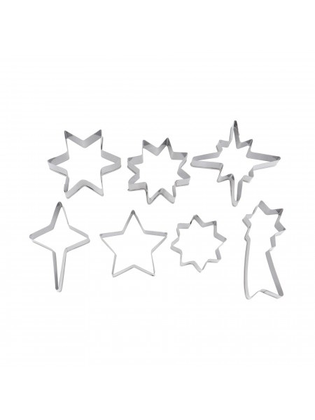 Набор вырубок форм для приготовления пряников и печенья, Звезды, 3.5-6 см, 7 штук, нержавеющая сталь, Paderno. (47335-12)