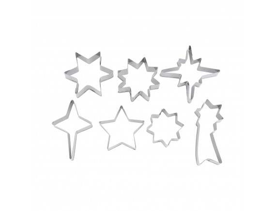 Набор вырубок форм для приготовления пряников и печенья, Звезды, 3.5-6 см, 7 штук, нержавеющая сталь, Paderno. (47335-12)