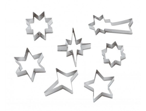 Набор вырубок форм для приготовления пряников и печенья, «Звезды» 3.5-6 см, 7 штук нержавеющая сталь, Paderno. (47335-12)