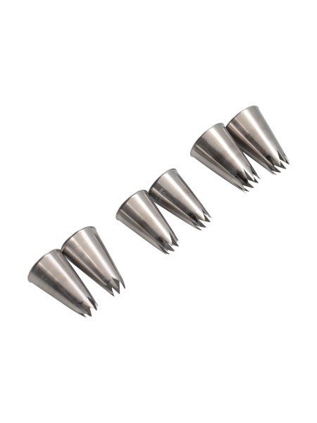 Набор кондитерских насадок, 6 штук, открытая звезда, нерж.сталь, Paderno. (47351-01)