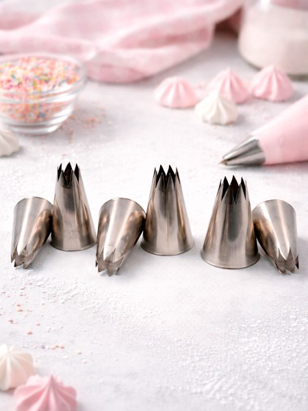 Набор кондитерских насадок, 6 штук, открытая звезда, нерж.сталь, Paderno. (47351-01)