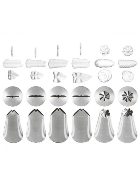 Набор кондитерских насадок №6, 6 штук, D основания 25 мм, нерж.сталь, Paderno. (47357-06)