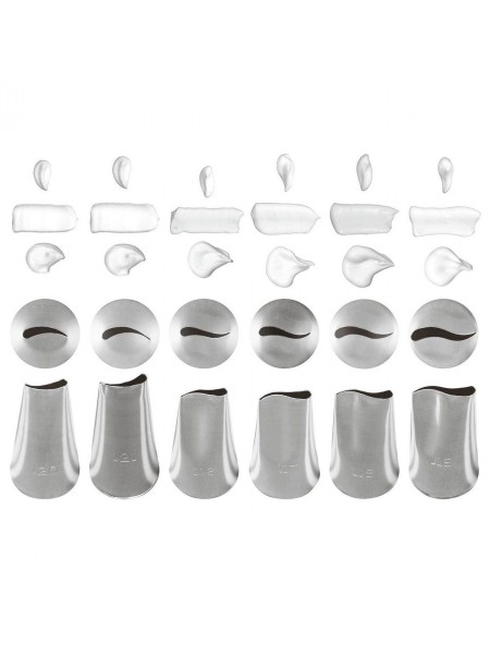 Набор кондитерских насадок №7, 6 штук, D основания 25 мм, нерж.сталь, Paderno. (47357-07)