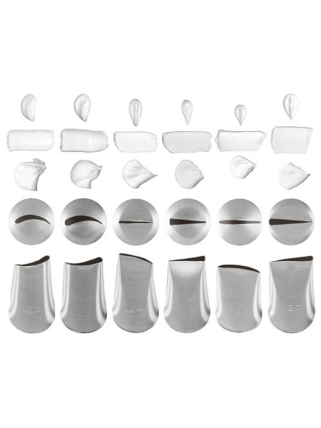 Набор кондитерских насадок №8, 6 штук, D основания 25 мм, нерж.сталь, Paderno. (47357-08)