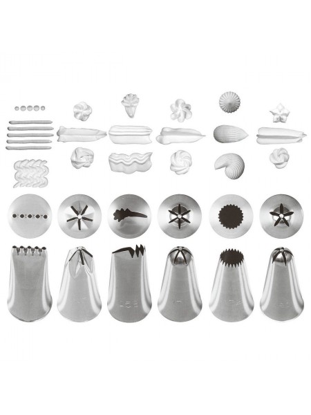 Набор кондитерских насадок №9, 6 штук, D основания 25 мм, нерж.сталь, Paderno. (47357-09)