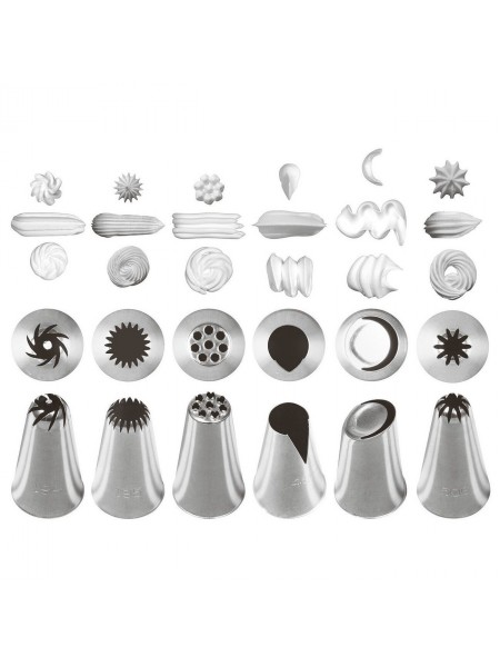 Набор кондитерских насадок №10, 6 штук, D основания 25 мм, нерж.сталь, Paderno. (47357-10)