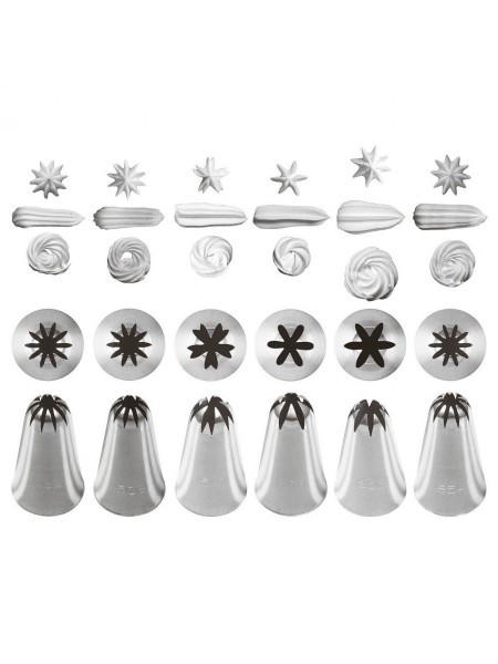 Набор кондитерских насадок №11, 6 штук, D основания 25 мм, нерж.сталь, Paderno. (47357-11)