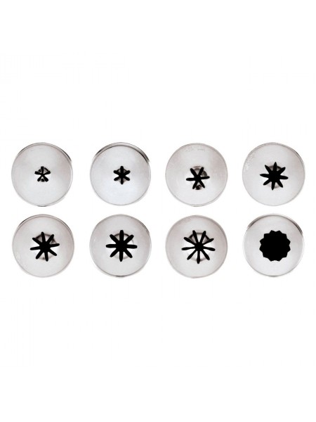 Набор кондитерских насадок № 22 Закрытая звезда, 8 штук, D основания 18 мм, нерж.сталь, Paderno. (47357-22)