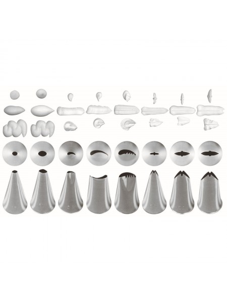 Набор кондитерских насадок №25, 8 штук, D основания 18 мм, нерж.сталь, Paderno. (47357-25)