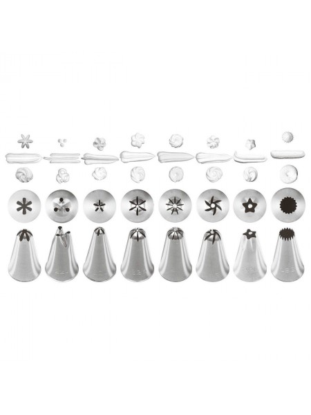 Набор кондитерских насадок №30, 8 штук, D основания 18 мм, нерж.сталь, Paderno. (47357-30)