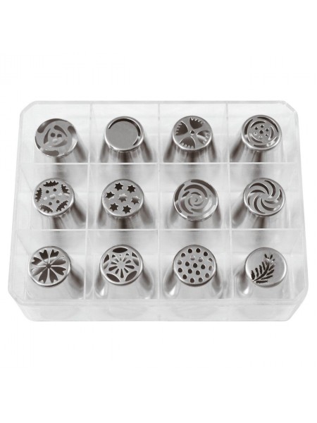 Набор кондитерских насадок в пластиковом кейсе, 12 штук, нержавеющая сталь, Paderno. (47357-38)