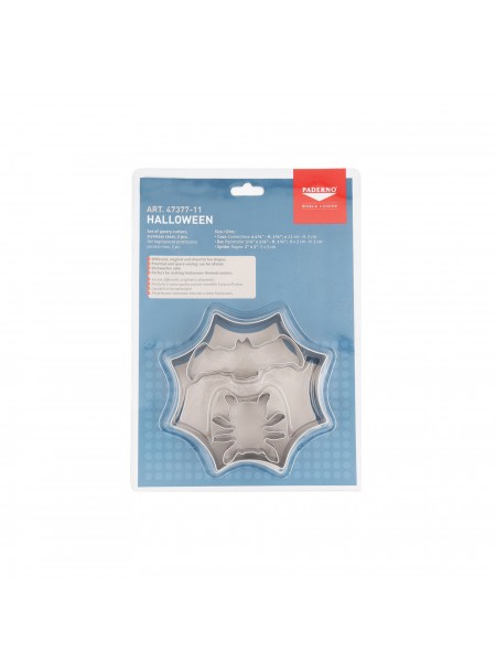 Набор вырубок форм для приготовления пряников и печенья, Halloween, 3 штуки, нержавеющая сталь, Paderno. (47377-11)