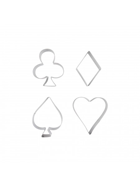 Набор вырубок форм для приготовления пряников и печенья, Карточные масти, 4 штуки, нержавеющая сталь, Paderno. (47378-02)