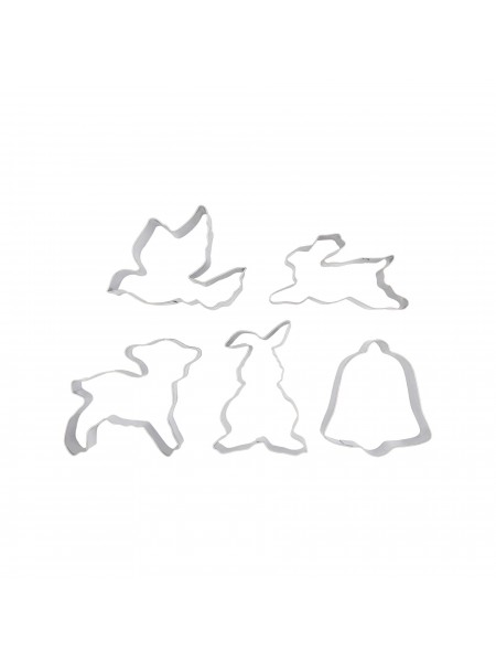 Набор вырубок форм для приготовления пряников и печенья, Пасха, 6,5-8,5 см, 5 штук, нержавеющая сталь, Paderno. (47387-02)