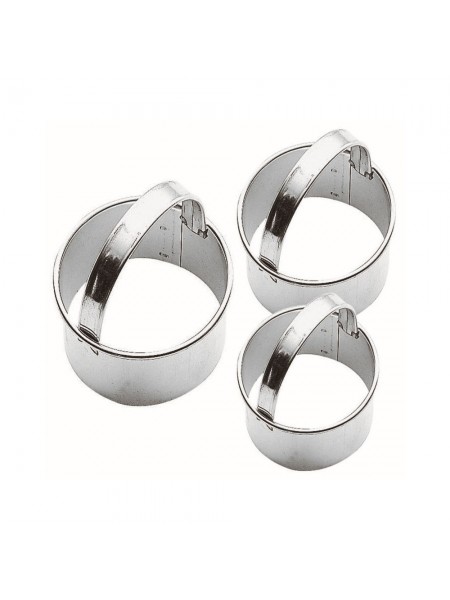 Набор вырубок форм для приготовления пряников и печенья, Круг, 6-7-8 см, 3 штуки, с ручкой, нержавеющая сталь, Paderno. (47414-03)