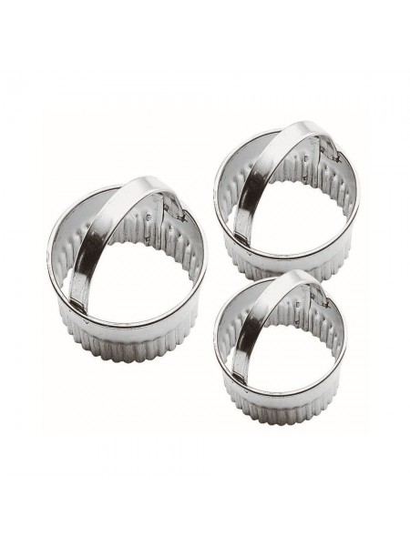 Набор вырубок форм для приготовления пряников и печенья, Круг волнистый, 6-7-8 см, 3 штуки, с ручкой,нержавеющая сталь, Paderno. (47415-03)