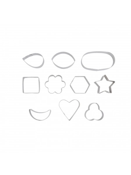 Набор вырубок форм для приготовления пряников и печенья, Фигуры, 10 штук, нержавеющая сталь, Paderno. (47419-10)