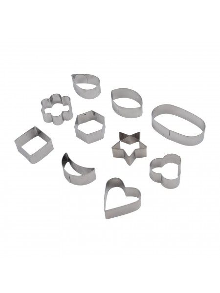 Набор вырубок форм для приготовления пряников и печенья, Фигуры, 10 штук, нержавеющая сталь, Paderno. (47419-10)